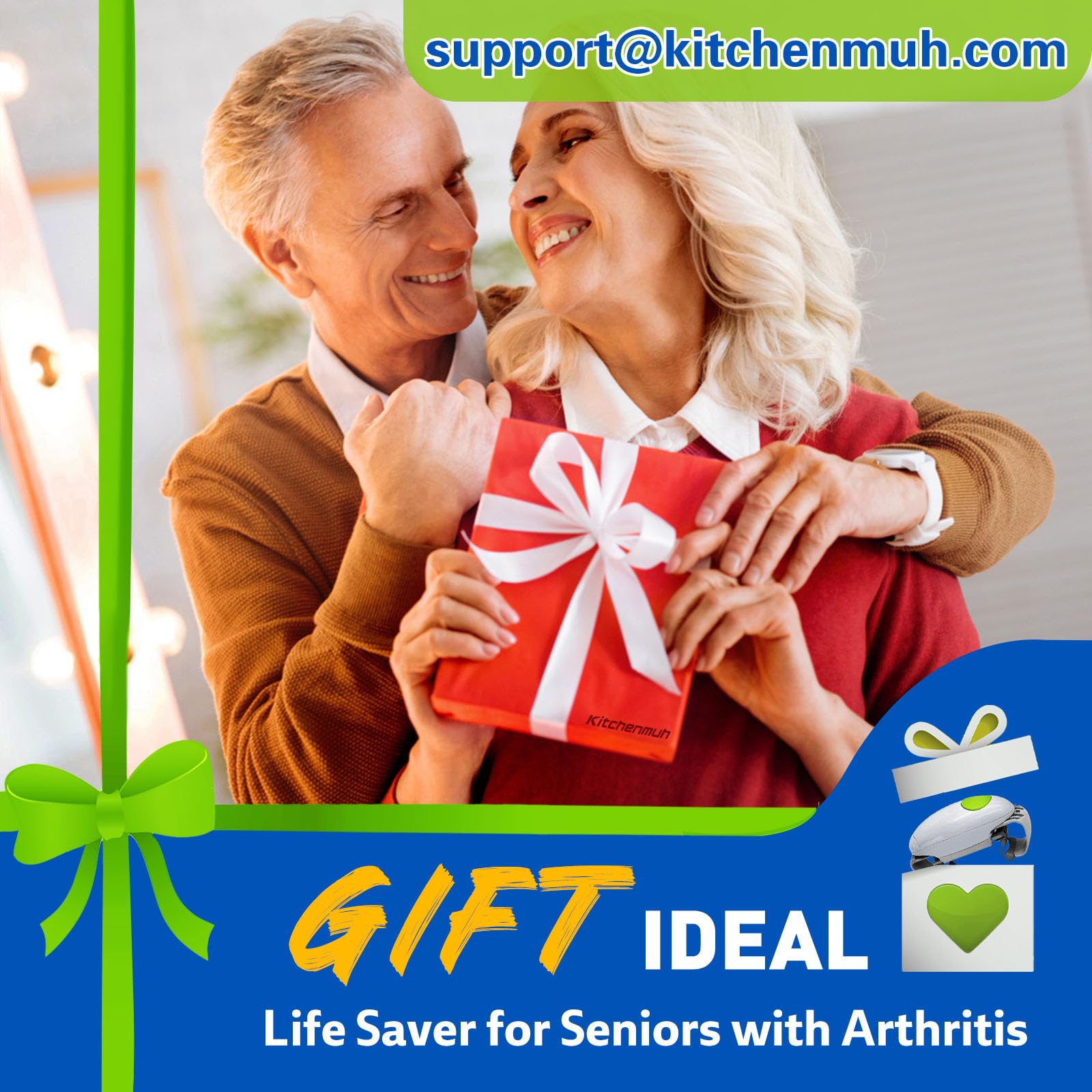 KITCHENMUH Higher Torque Electric Jar Opener for Seniors with Arthritis Fit Almost Jars Size, Automatic Jar Opener for Weak Hands, Hands Free Battery Operated Bottle Opener for Arthritic Hands (White)