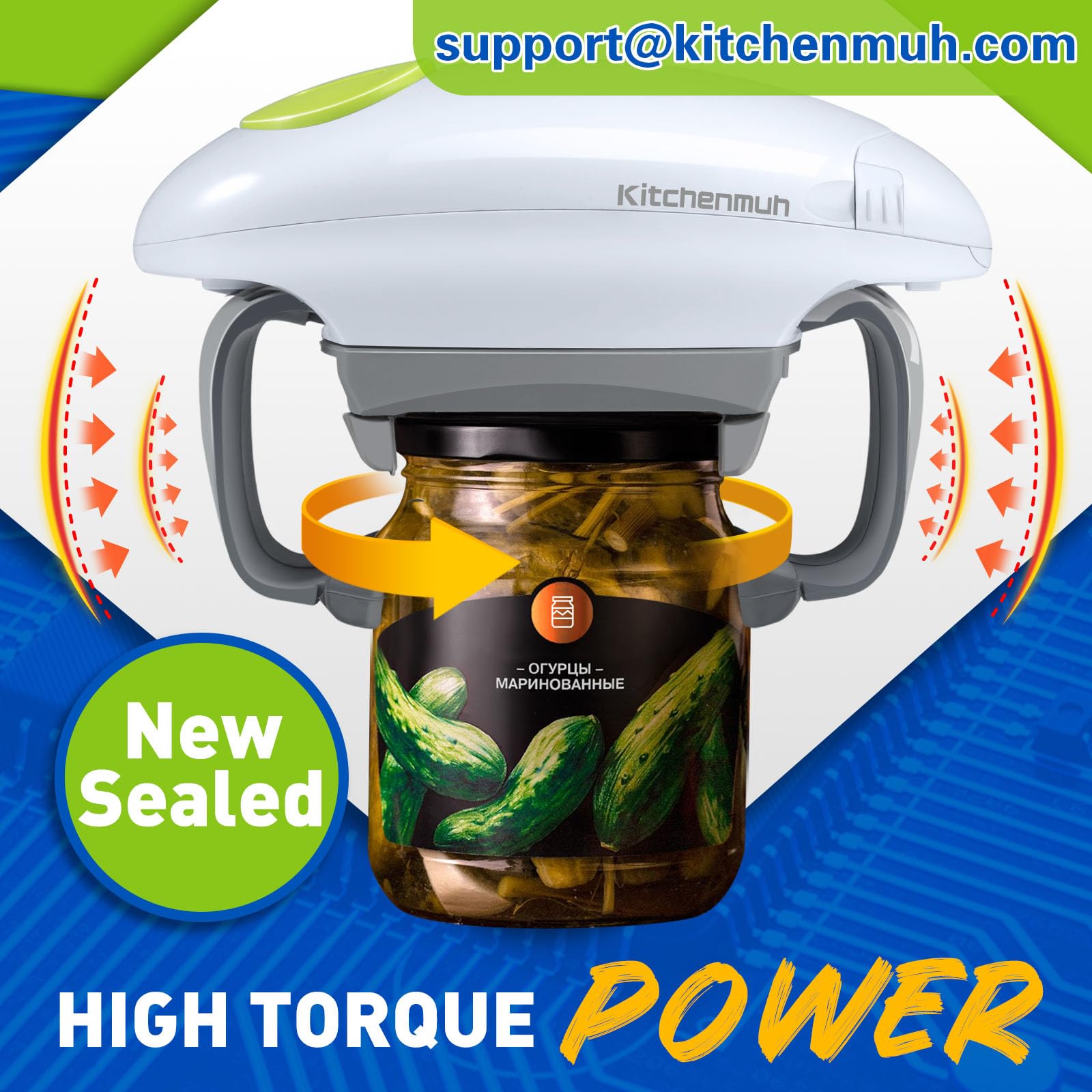 KITCHENMUH Higher Torque Electric Jar Opener for Seniors with Arthritis Fit Almost Jars Size, Automatic Jar Opener for Weak Hands, Hands Free Battery Operated Bottle Opener for Arthritic Hands (White)