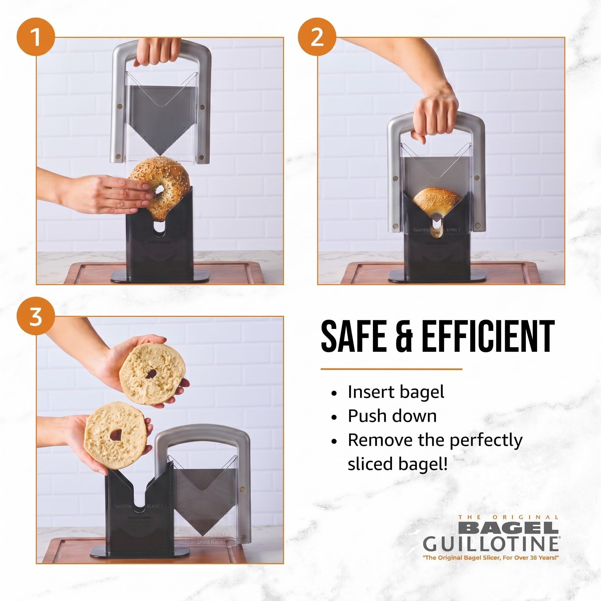 Hoan Bagel Biter Bagel Slicer and Cutter with Safety Shields - Guillotine Style Bagel Cutter Slicer for Large and Small Bagels, English Muffins, Buns, and Rolls - Compact, Dishwasher Safe