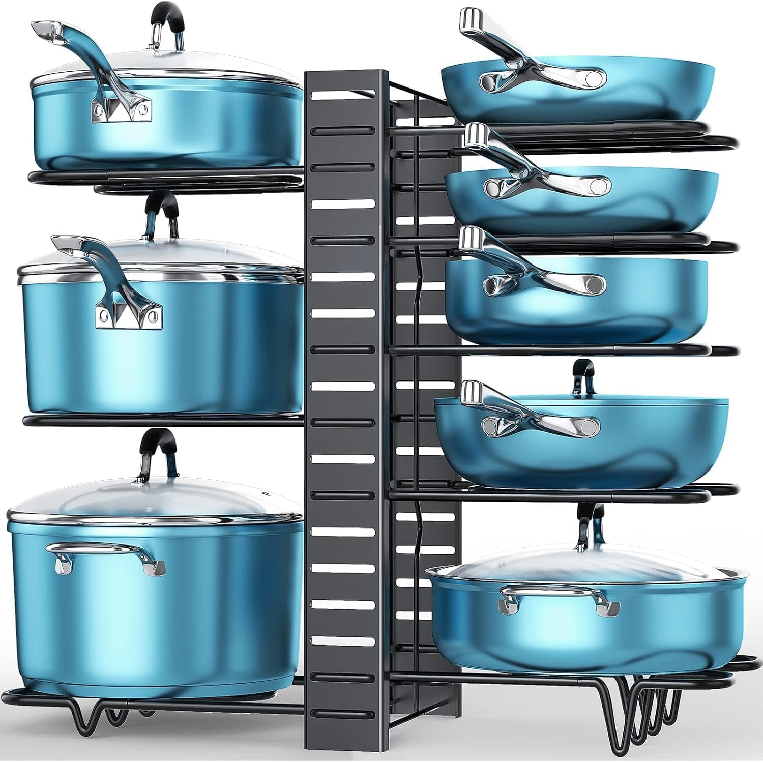 ORDORA Pots and Pans Organizer Under Cabinet 16.6", 8-Tier Adjustable Rack