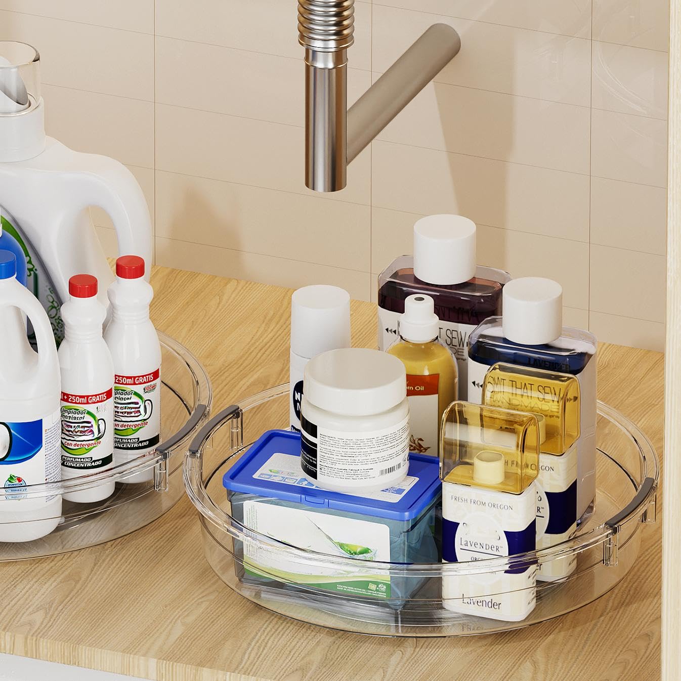 LAMU 3 Pack Lazy Susan Organizer Turntable for Cabinet, 9.25'' 10.6'' 12''
