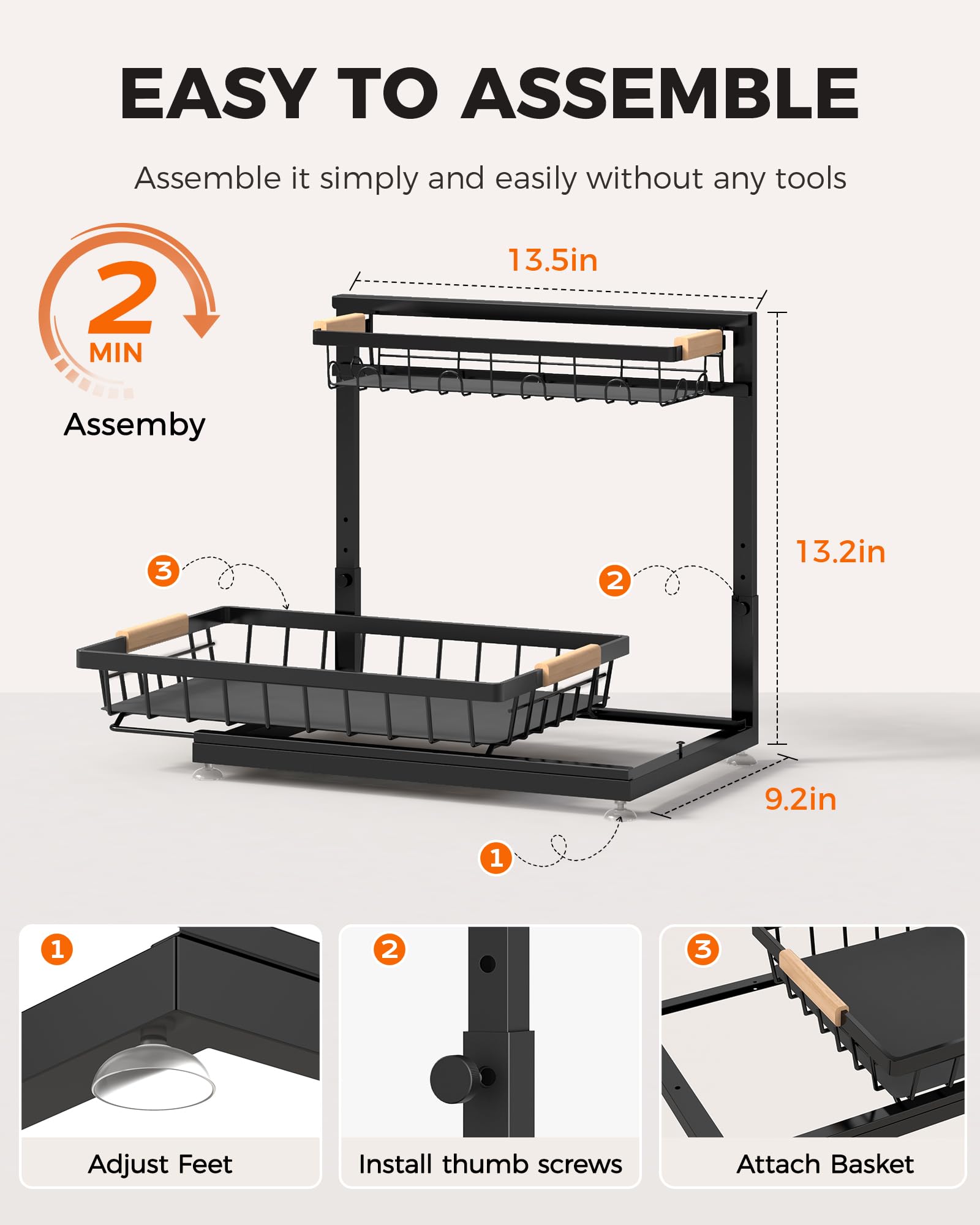 Sevenblue 2-Pack 2-Tier Height Adjustable Under Sink Organizer & Storage