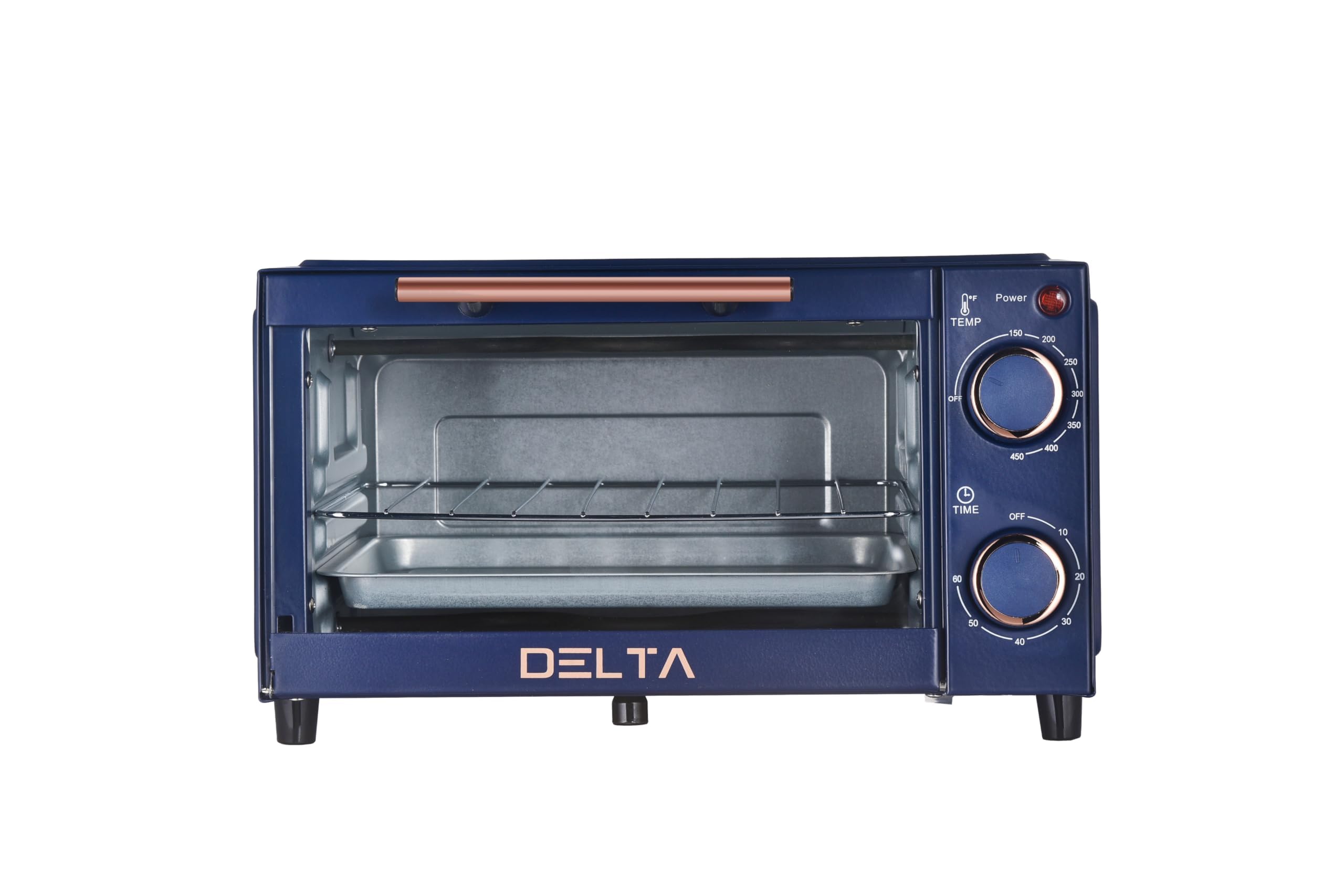 2 Slice Toaster Oven, Small Countertop Oven, Compact Mini Oven Fits 9” Pizza, with Timer & Temperature Control with Baking Tray & Rack for Kitchen, Dorm, Apartment, 750W