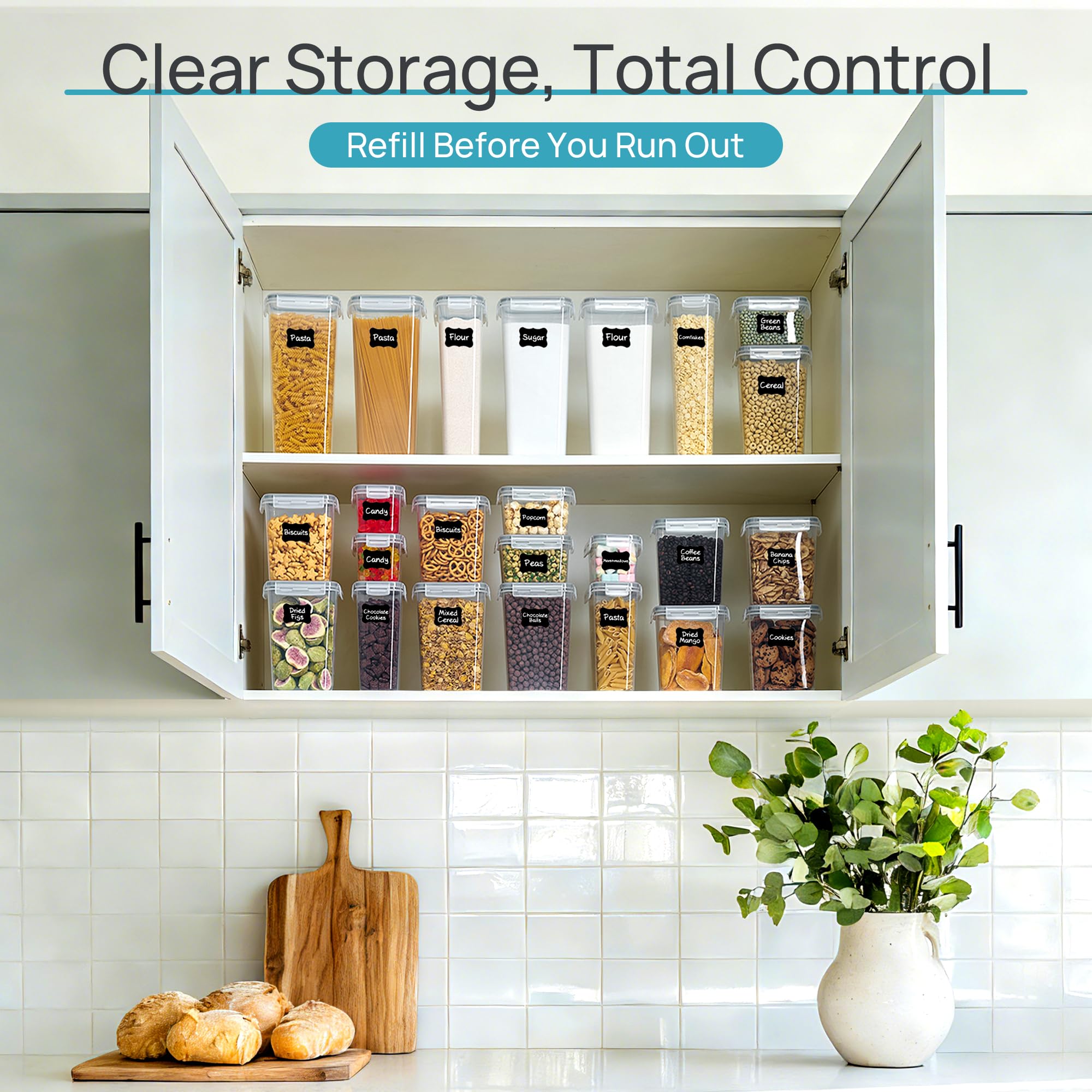 Vtopmart Airtight Food Storage Containers with Lids, 24 pcs, Gray