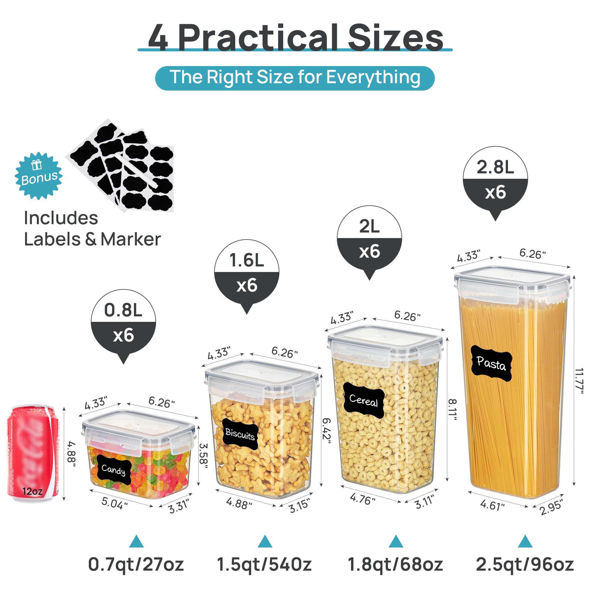 Vtopmart Airtight Food Storage Containers with Lids, 24 pcs, Gray