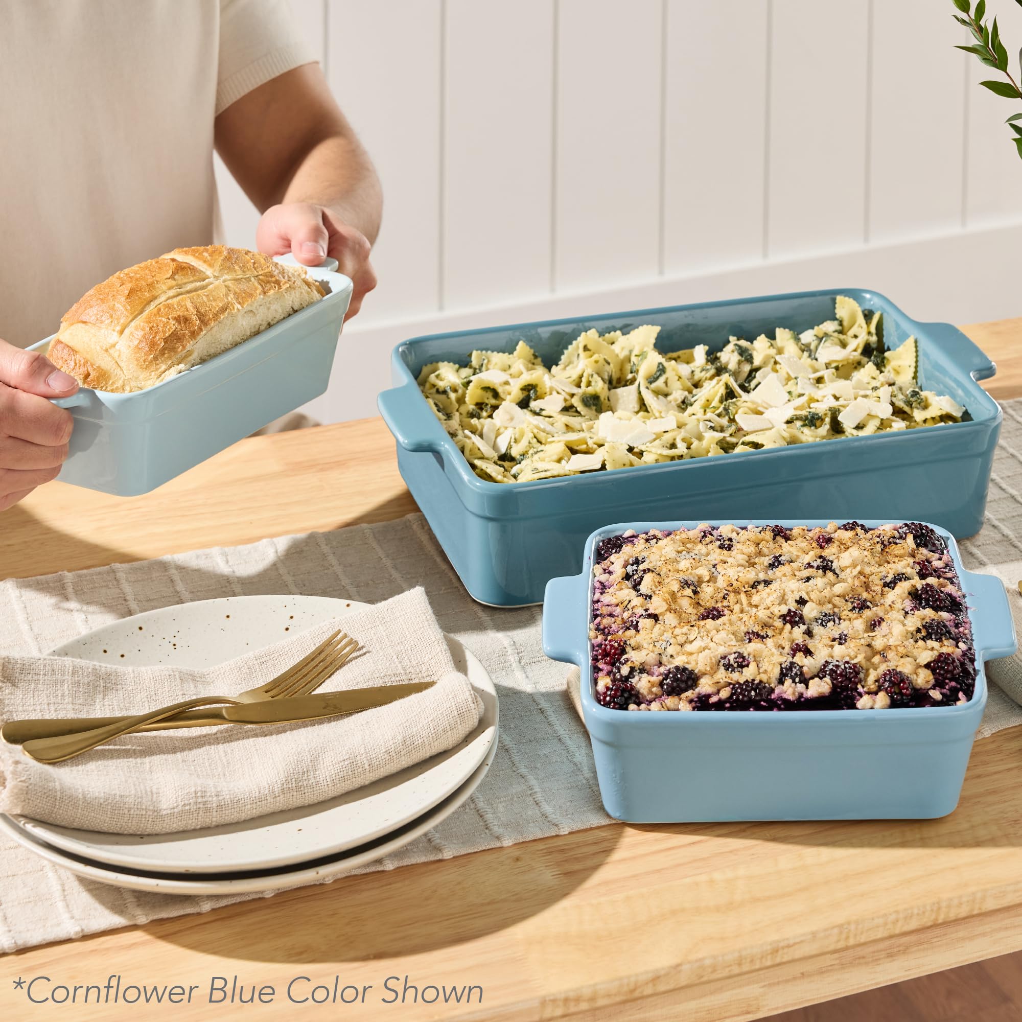 Best Choice Products 3-Piece Ceramic Casserole Baking Dish Set Pink