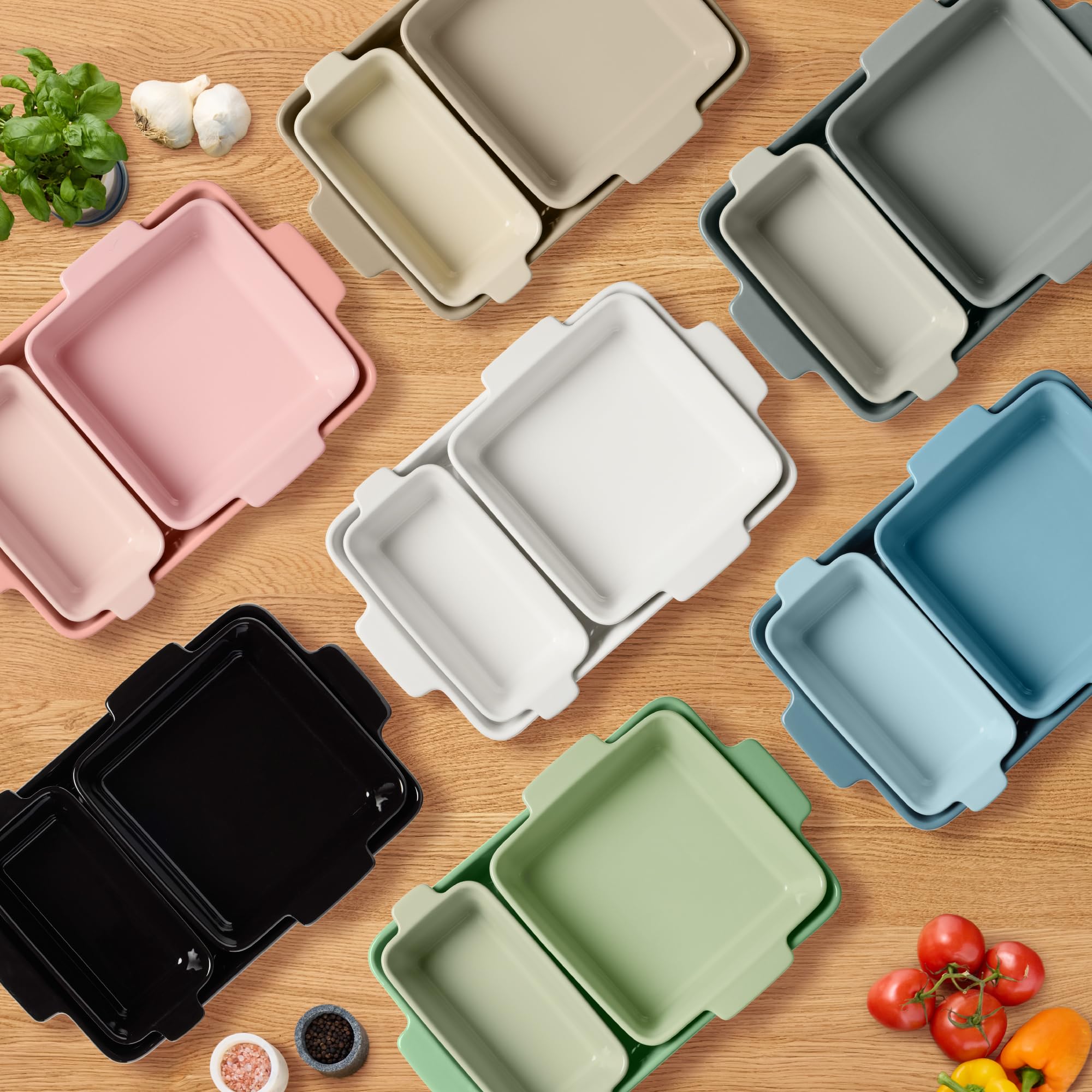 Best Choice Products 3-Piece Ceramic Casserole Baking Dish Set Pink