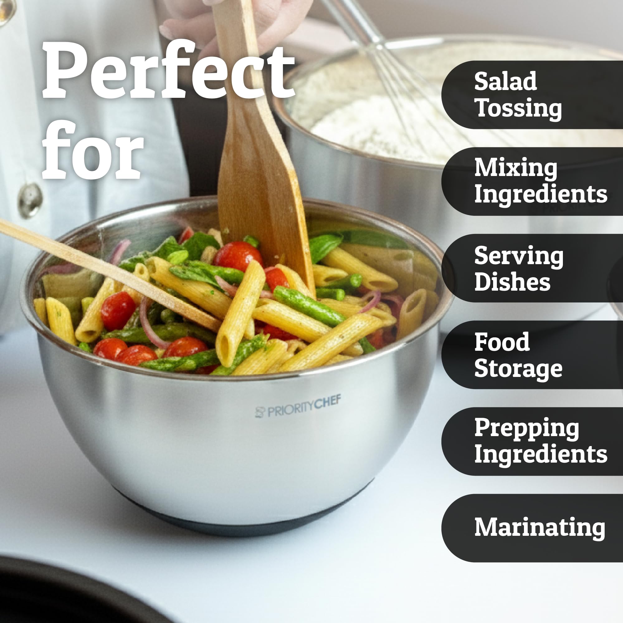 28pc Stainless Steel Mixing Bowls with Lids Set, 1.5-5 Qt, Black