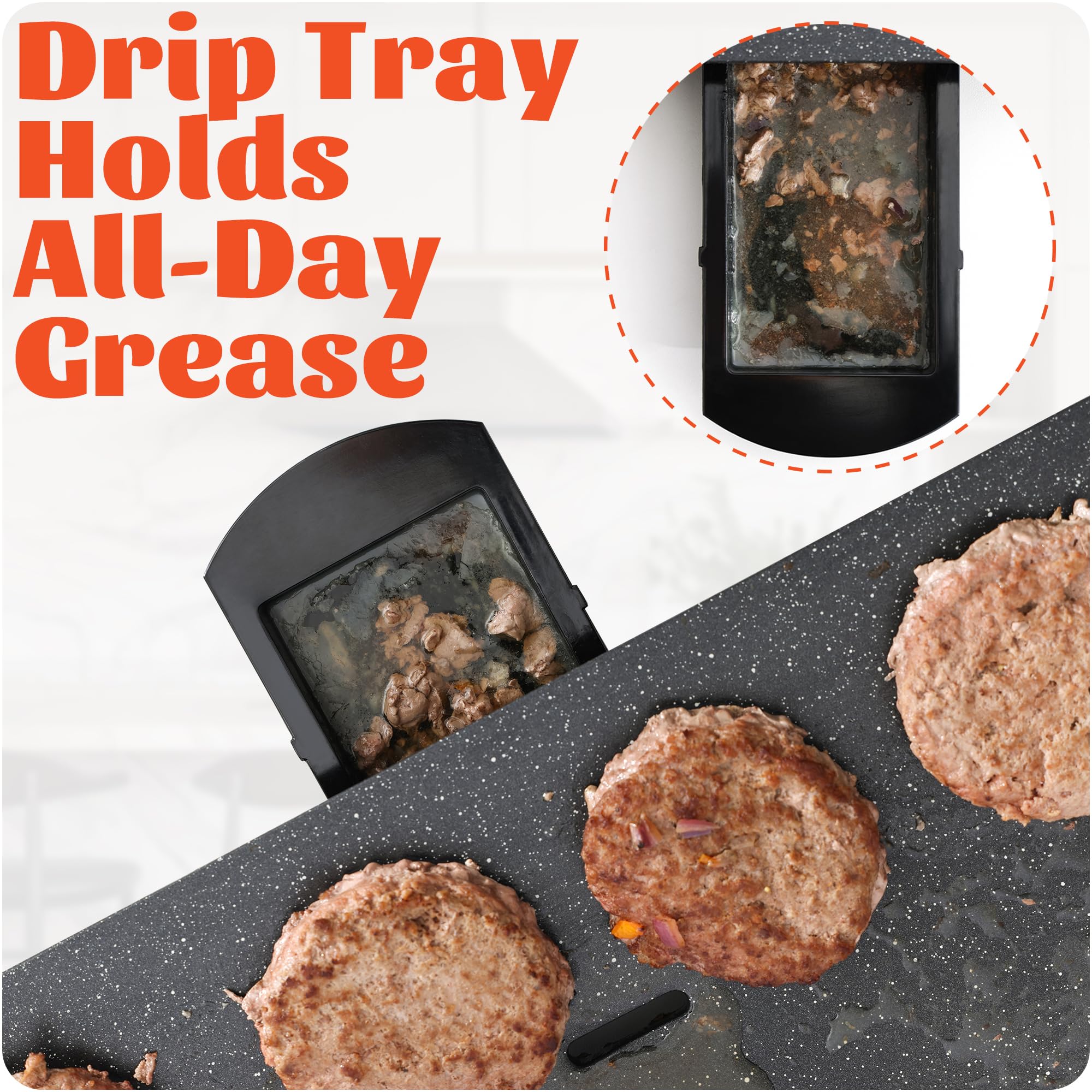 CookSimple Everyday 20"x12" Electric Griddle–1700W Nonstick ILAG Granite Surface, Large Sloped Design, Perfect for Family Meals, Pancakes&Eggs, Fast Even Heating, Easy to Clean, Granite Black