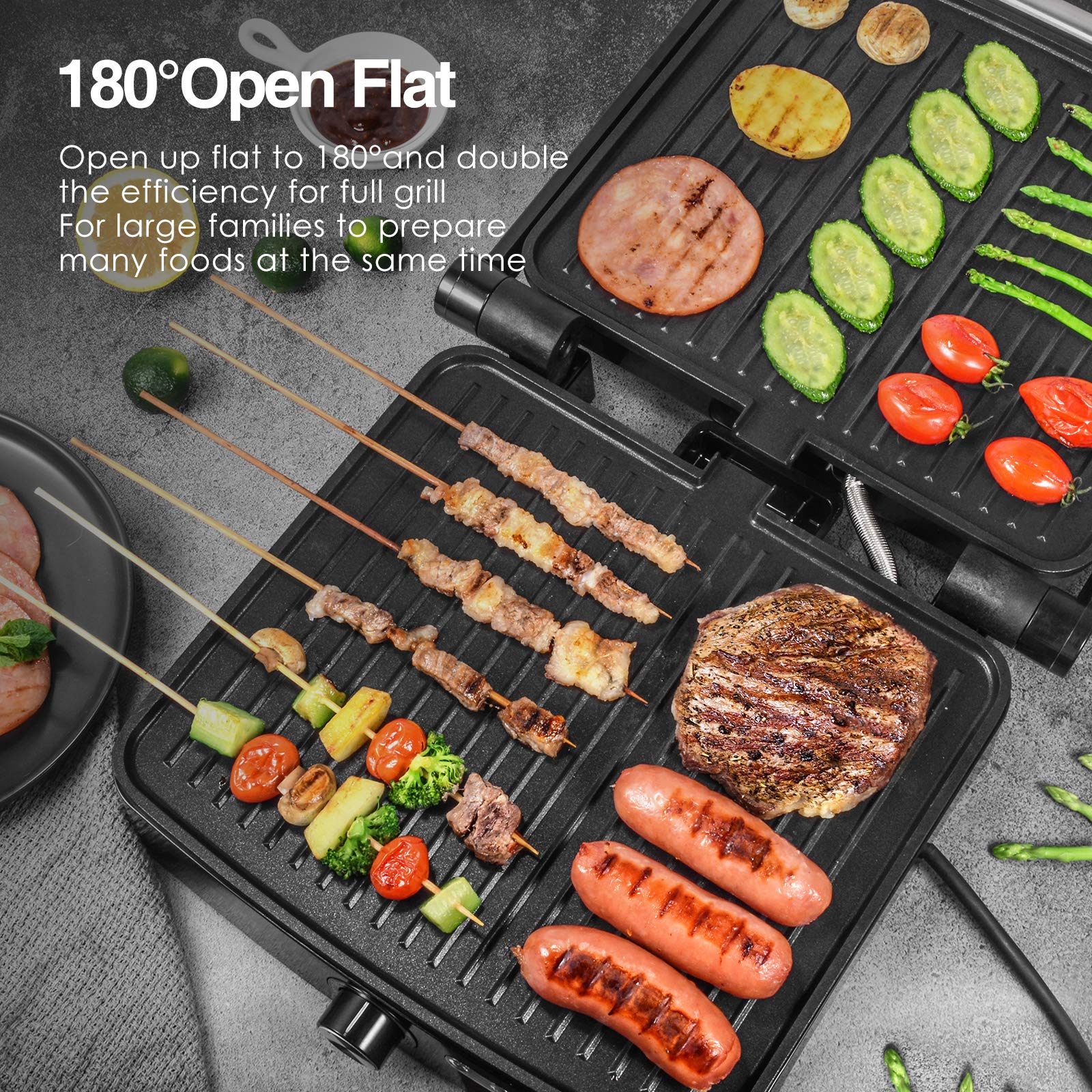 OSTBA Panini Press Grill, 4-Slice Sandwich Maker with Nonstick Plates