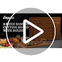 Empune Bamboo Cutting Boards for Kitchen, 3 Piece Extra Thick Cutting Board Set with Juice Groove, Deep Carbonized Bamboo Chopping Board, Reversible Wood Cutting Board for charcuterie boards, Brown