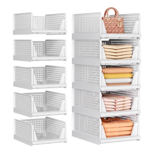 Upgraded Closet Organizers and Storage, Stackable Closet Organizer Basket