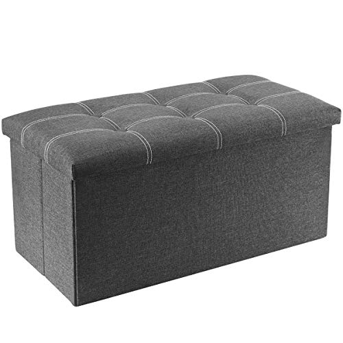 YOUDENOVA Ottoman with Storage, 30" Storage Ottoman Bench, Linen Gray