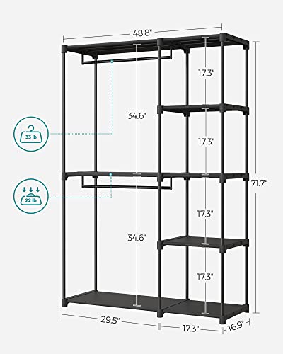 SONGMICS Portable Closet, Storage Organizer, 48.8 x 16.9 x 71.7 Inches