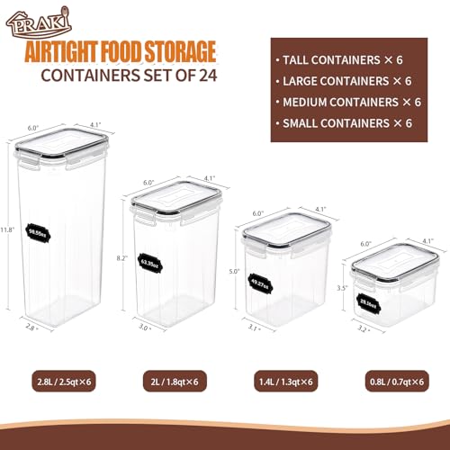 PRAKI Airtight Food Storage Containers Set with Lids - 24 PCS, BPA Free
