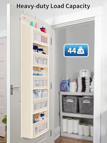 JARLINK Over the Door Organizer for Bedroom, Pantry Bathroom, 5 Shelf Beige