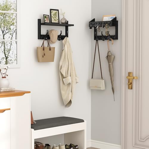 Evermagin 29" Coat Rack Wall Mount with Shelf for Entryway, Black