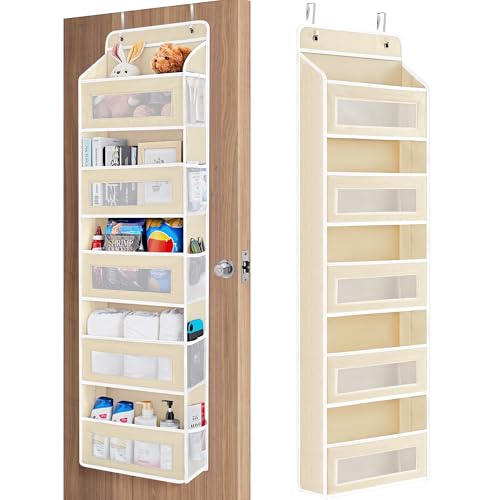 JARLINK Over the Door Organizer for Bedroom, Pantry Bathroom, 5 Shelf Beige