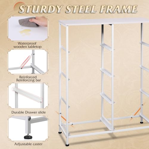 WLIVE 8 Drawer White Fabric Dresser for Bedroom, Tall Storage Tower