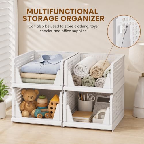 Upgraded Closet Organizers and Storage, Stackable Closet Organizer Basket