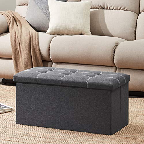 YOUDENOVA Ottoman with Storage, 30" Storage Ottoman Bench, Linen Gray
