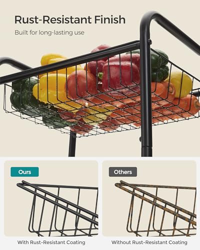 SONGMICS 3-Tier Steel Rolling Cart with Removable Baskets