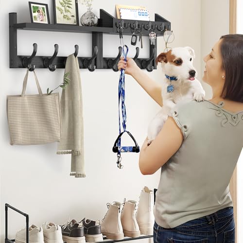Evermagin 29" Coat Rack Wall Mount with Shelf for Entryway, Black