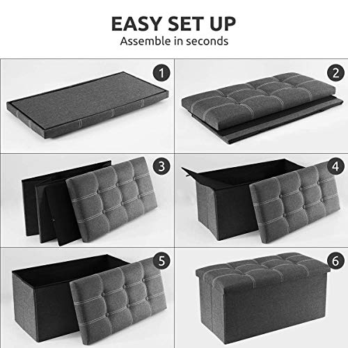 YOUDENOVA Ottoman with Storage, 30" Storage Ottoman Bench, Linen Gray