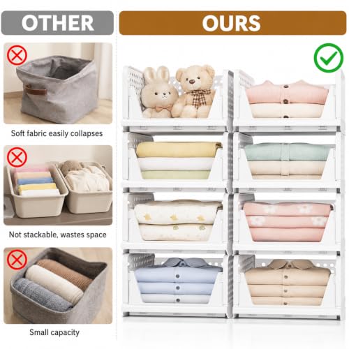 Upgraded Closet Organizers and Storage, Stackable Closet Organizer Basket