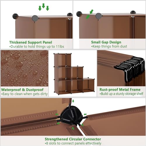 C&AHOME 6-Cube Storage Organizer Cube Shelf Closet Storage Bookcase, Brown