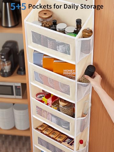 JARLINK Over the Door Organizer for Bedroom, Pantry Bathroom, 5 Shelf Beige