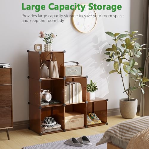 C&AHOME 6-Cube Storage Organizer Cube Shelf Closet Storage Bookcase, Brown