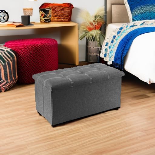 YOUDENOVA Ottoman with Storage, 30" Storage Ottoman Bench, Linen Gray