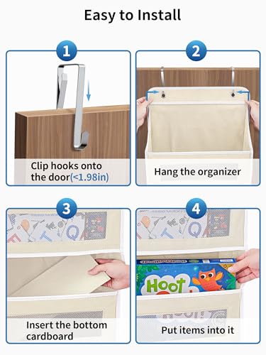 JARLINK Over the Door Organizer for Bedroom, Pantry Bathroom, 5 Shelf Beige