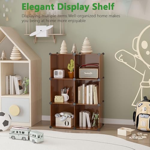 C&AHOME 6-Cube Storage Organizer Cube Shelf Closet Storage Bookcase, Brown