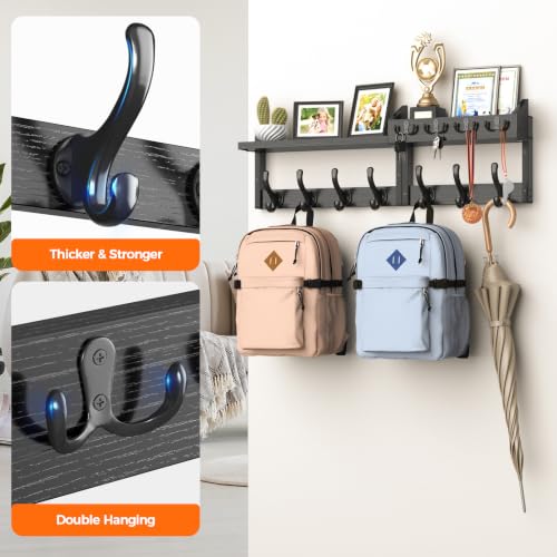 Evermagin 29" Coat Rack Wall Mount with Shelf for Entryway, Black