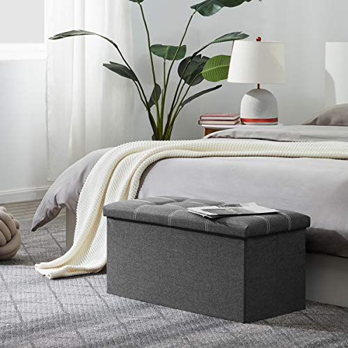 YOUDENOVA Ottoman with Storage, 30" Storage Ottoman Bench, Linen Gray