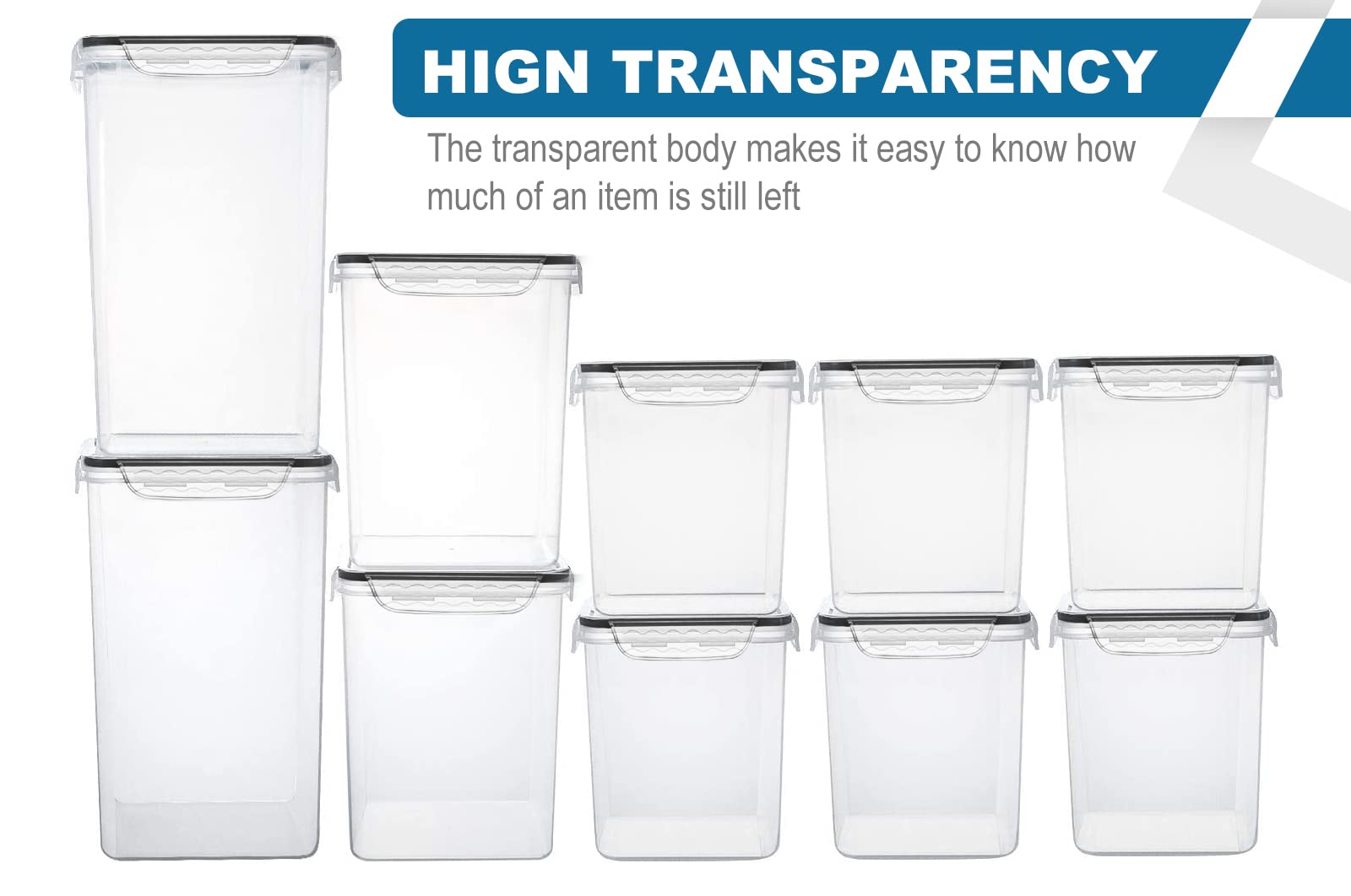VERONES Large Tall Airtight Food Storage Containers, 10 PACK Containers Set