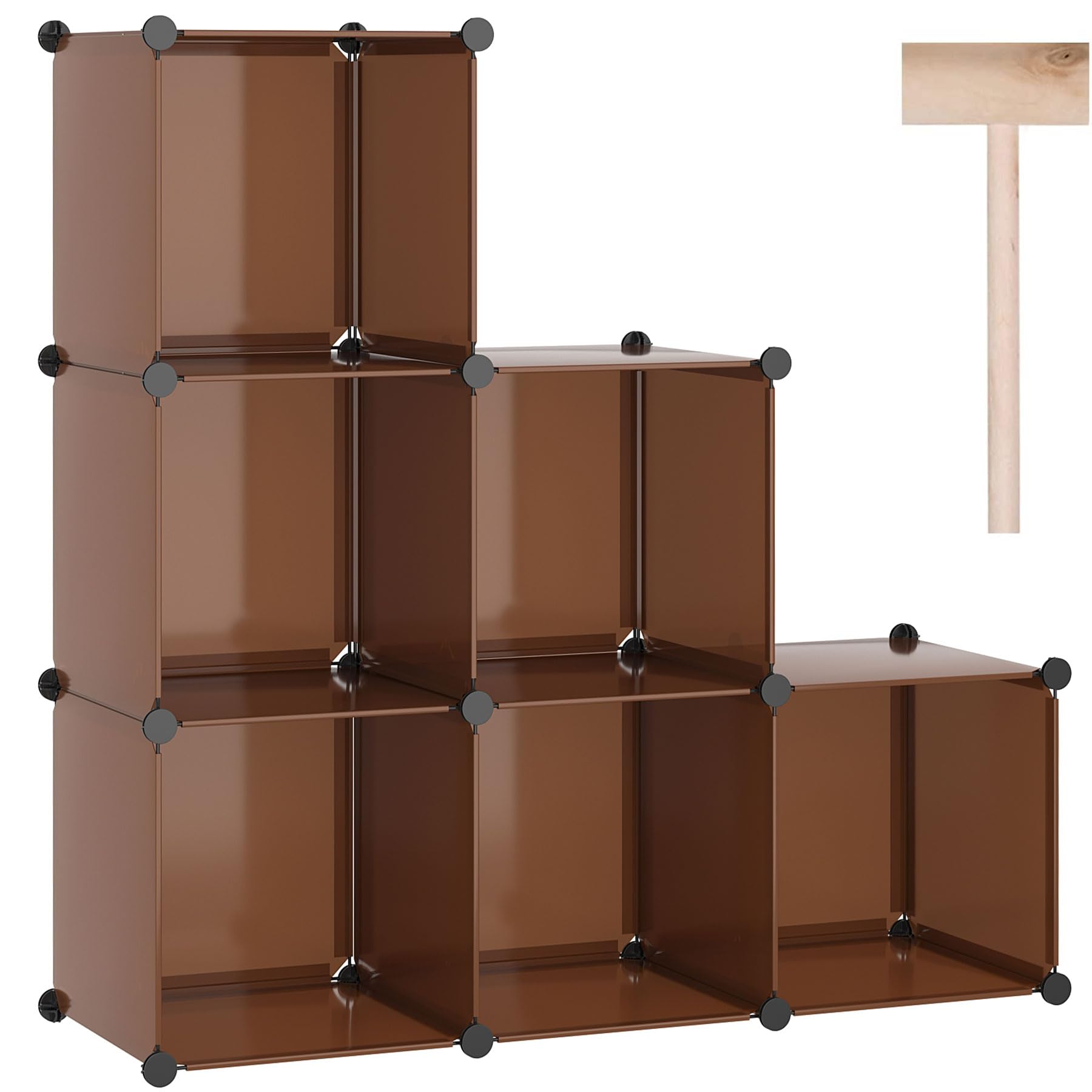 C&AHOME 6-Cube Storage Organizer Cube Shelf Closet Storage Bookcase, Brown