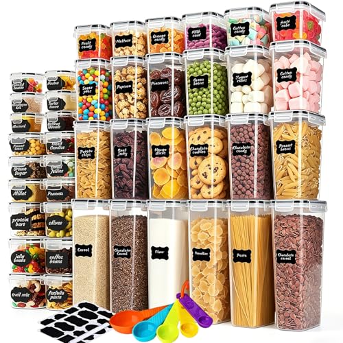 42pcs Airtight Containers, Clear Stackable Dry Food Storage