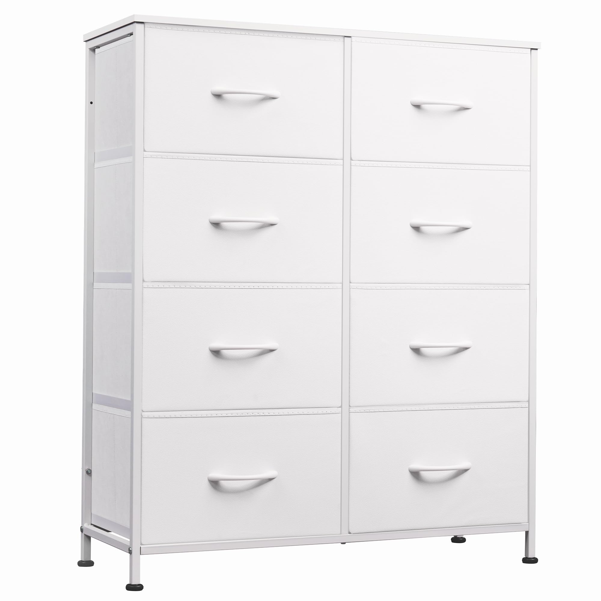 WLIVE 8 Drawer White Fabric Dresser for Bedroom, Tall Storage Tower