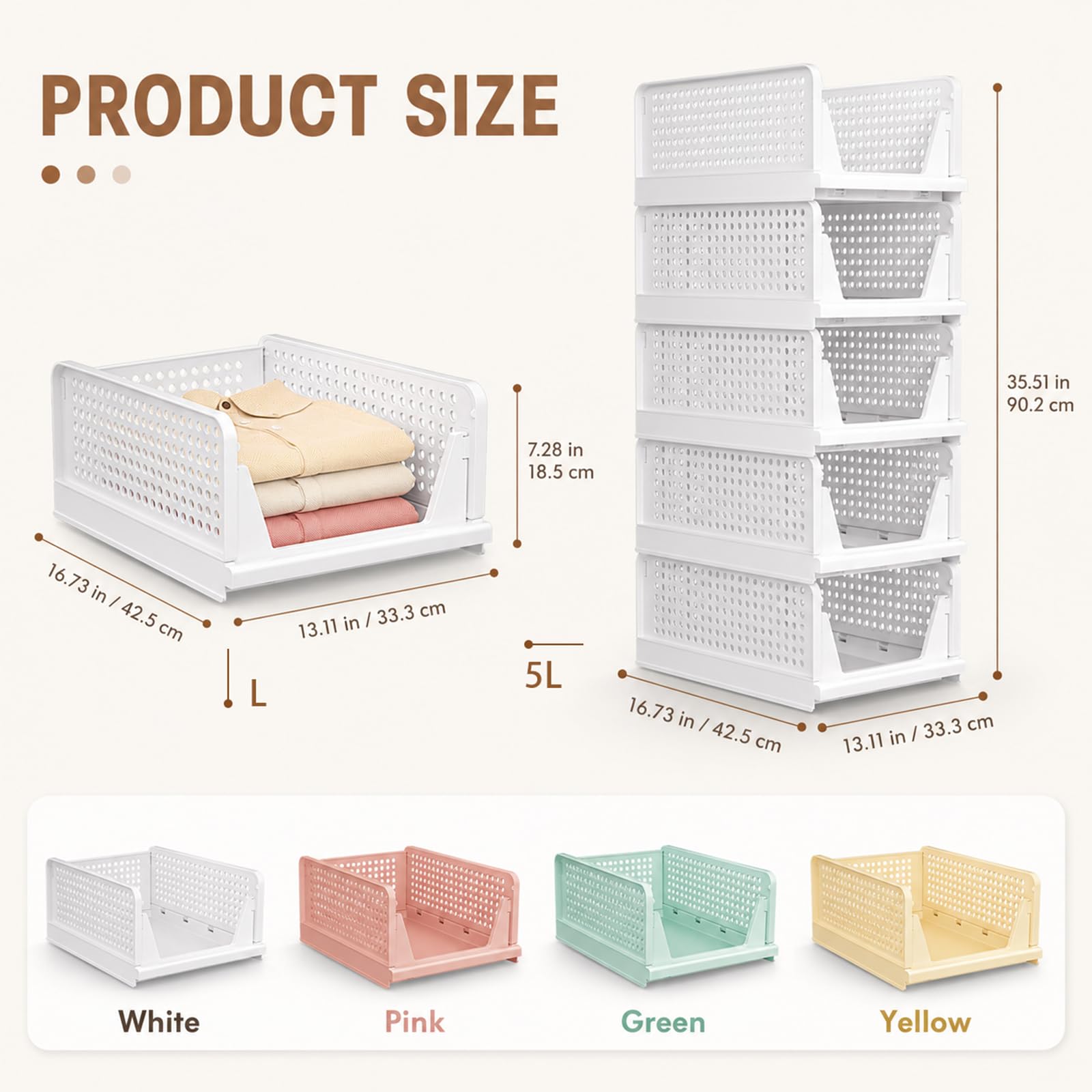 Upgraded Closet Organizers and Storage, Stackable Closet Organizer Basket