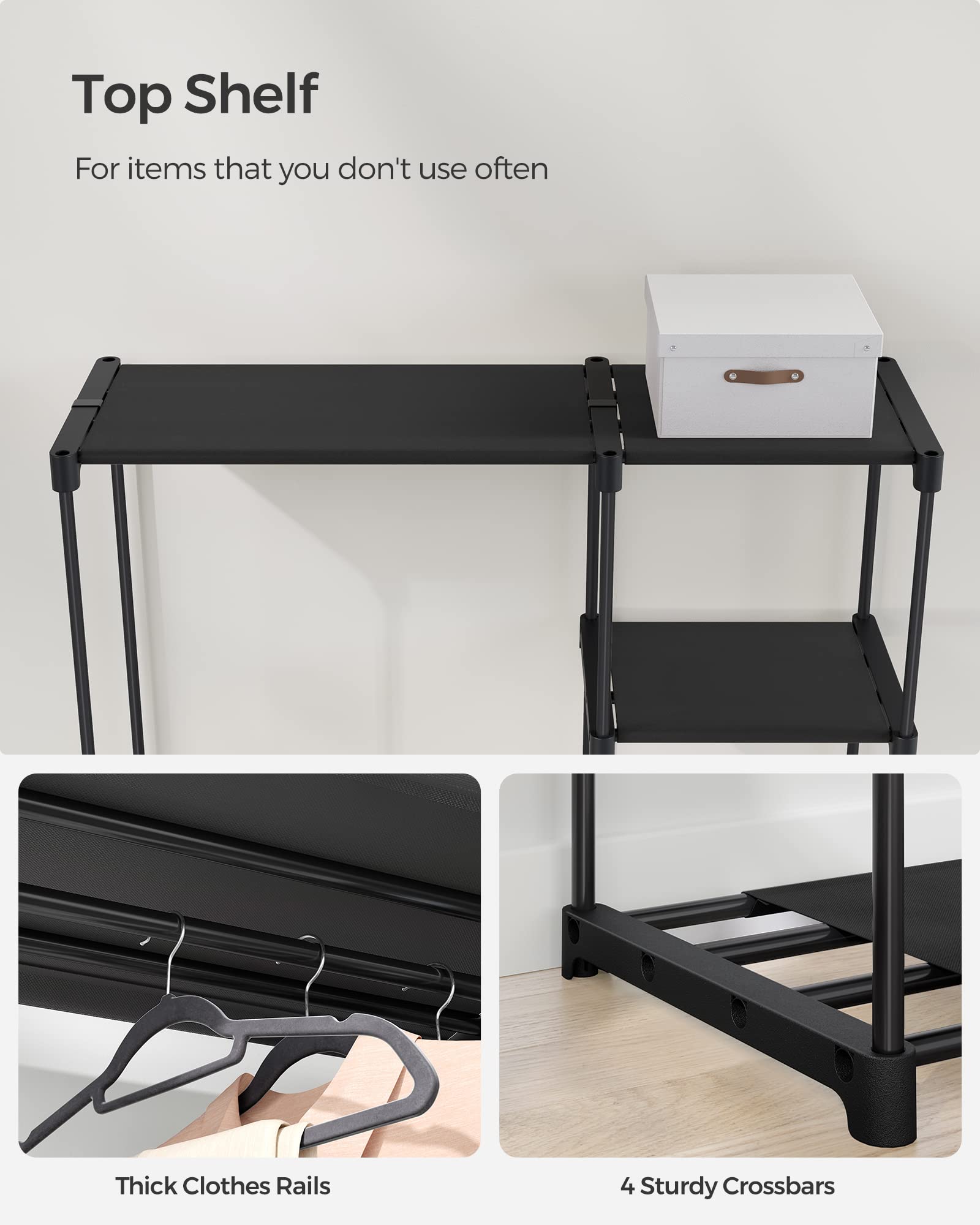 SONGMICS Portable Closet, Storage Organizer, 48.8 x 16.9 x 71.7 Inches