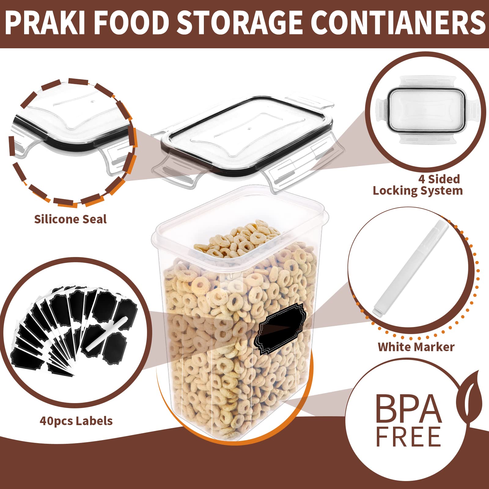 PRAKI Airtight Food Storage Containers Set with Lids - 24 PCS, BPA Free