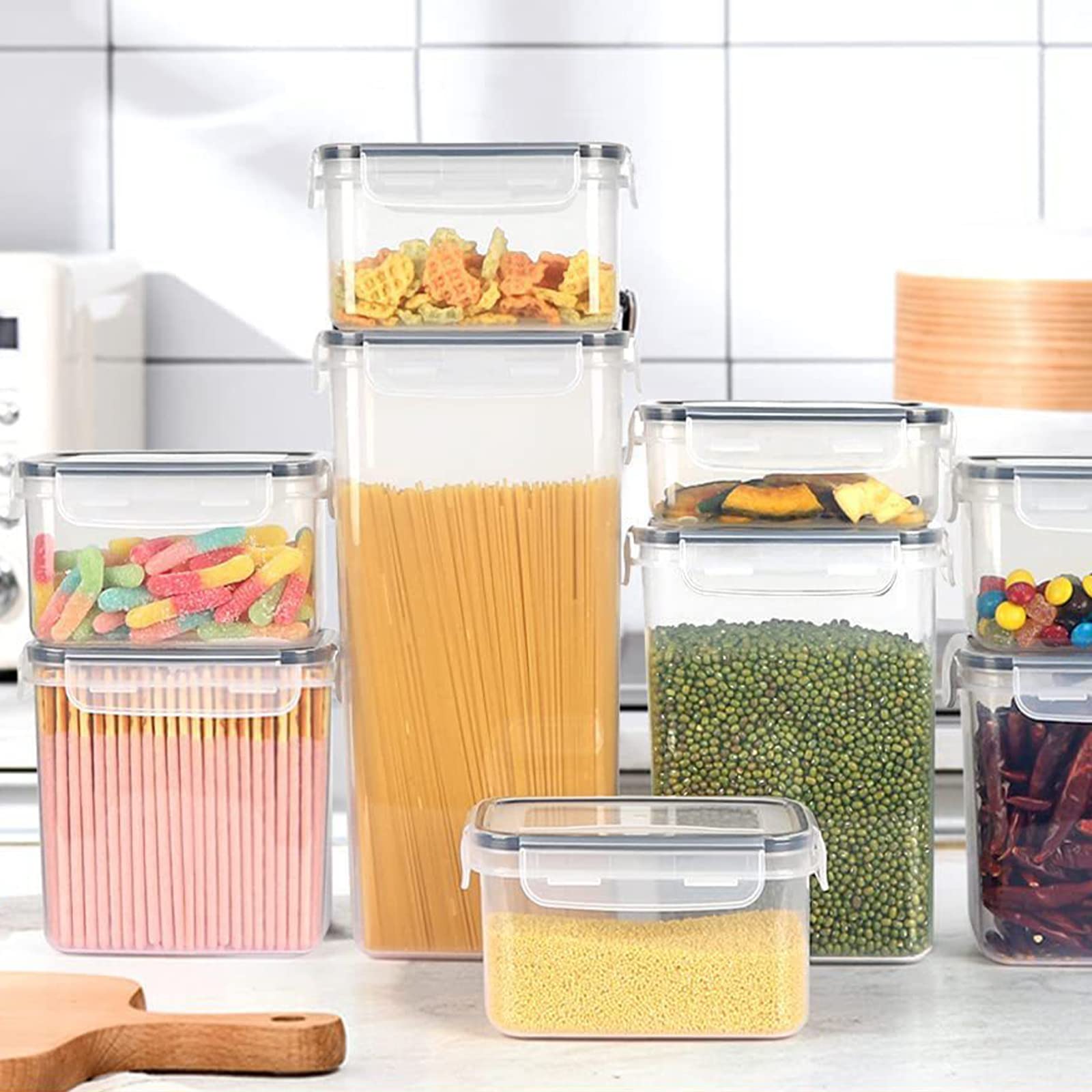 42pcs Airtight Containers, Clear Stackable Dry Food Storage