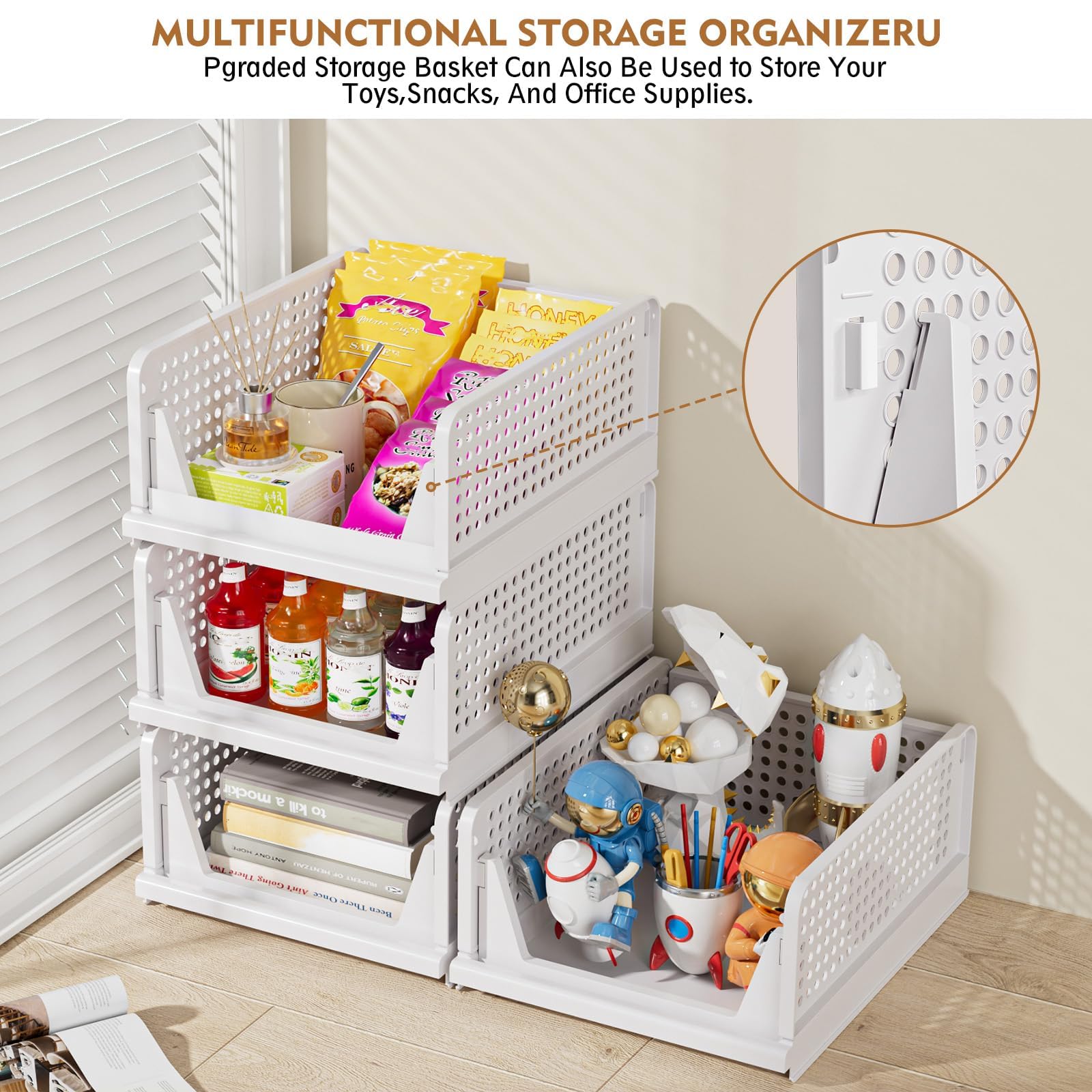 Upgraded Closet Organizers and Storage, Stackable Closet Organizer Basket