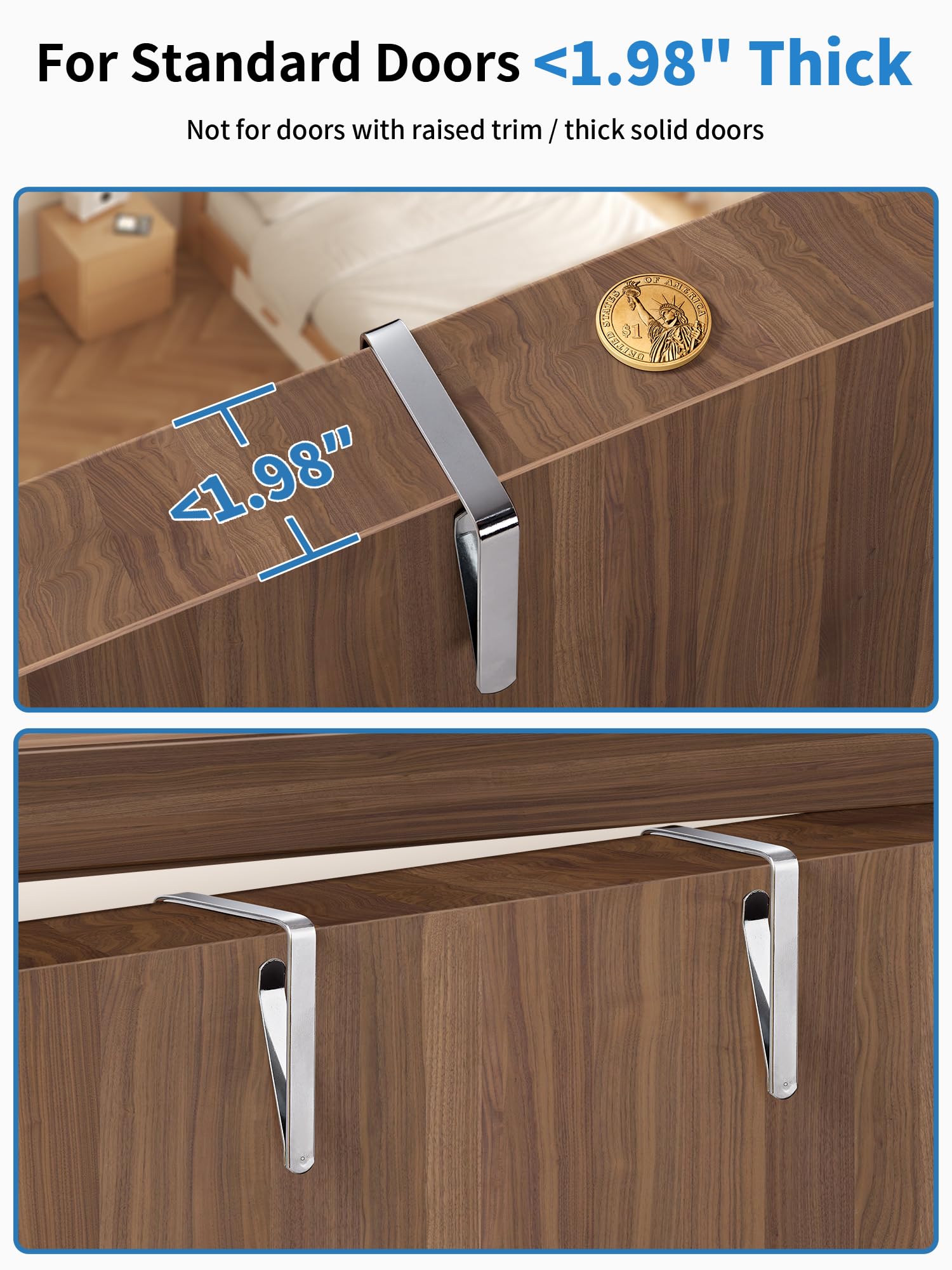 JARLINK Over the Door Organizer for Bedroom, Pantry Bathroom, 5 Shelf Beige