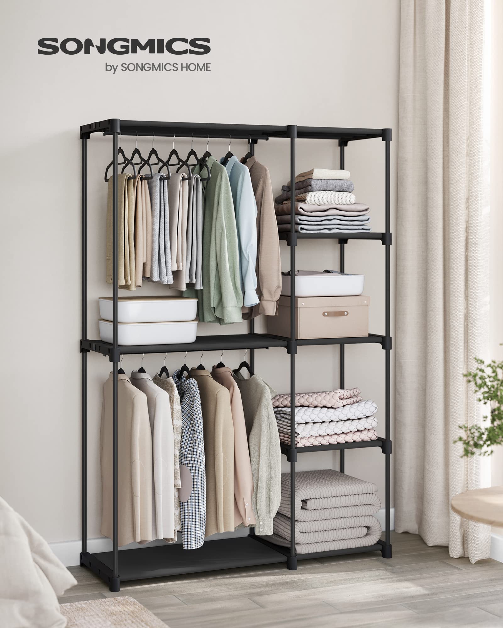 SONGMICS Portable Closet, Storage Organizer, 48.8 x 16.9 x 71.7 Inches