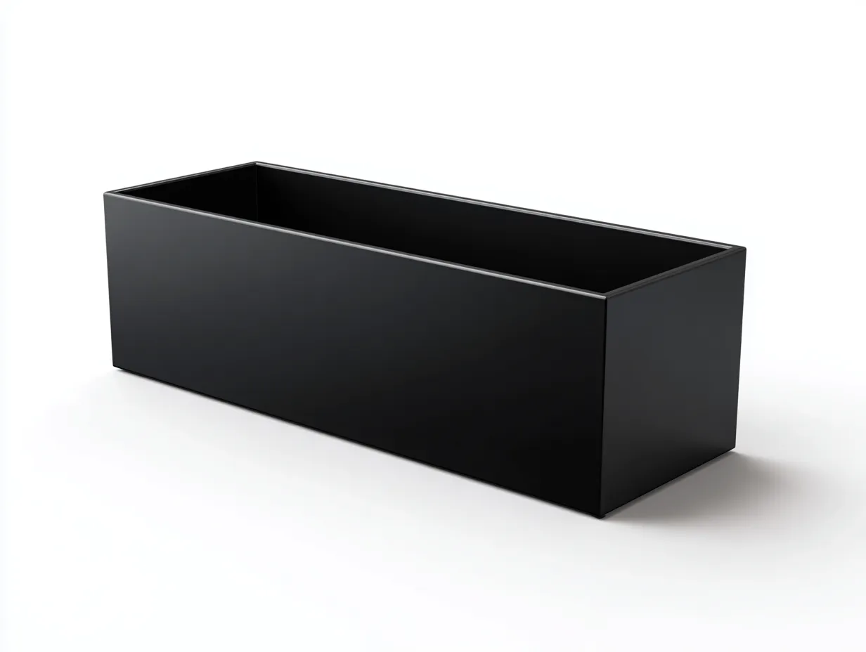 Pot à fleurs en métal 80×25×30 cm - noir - terrasse style minimaliste-Losaspace