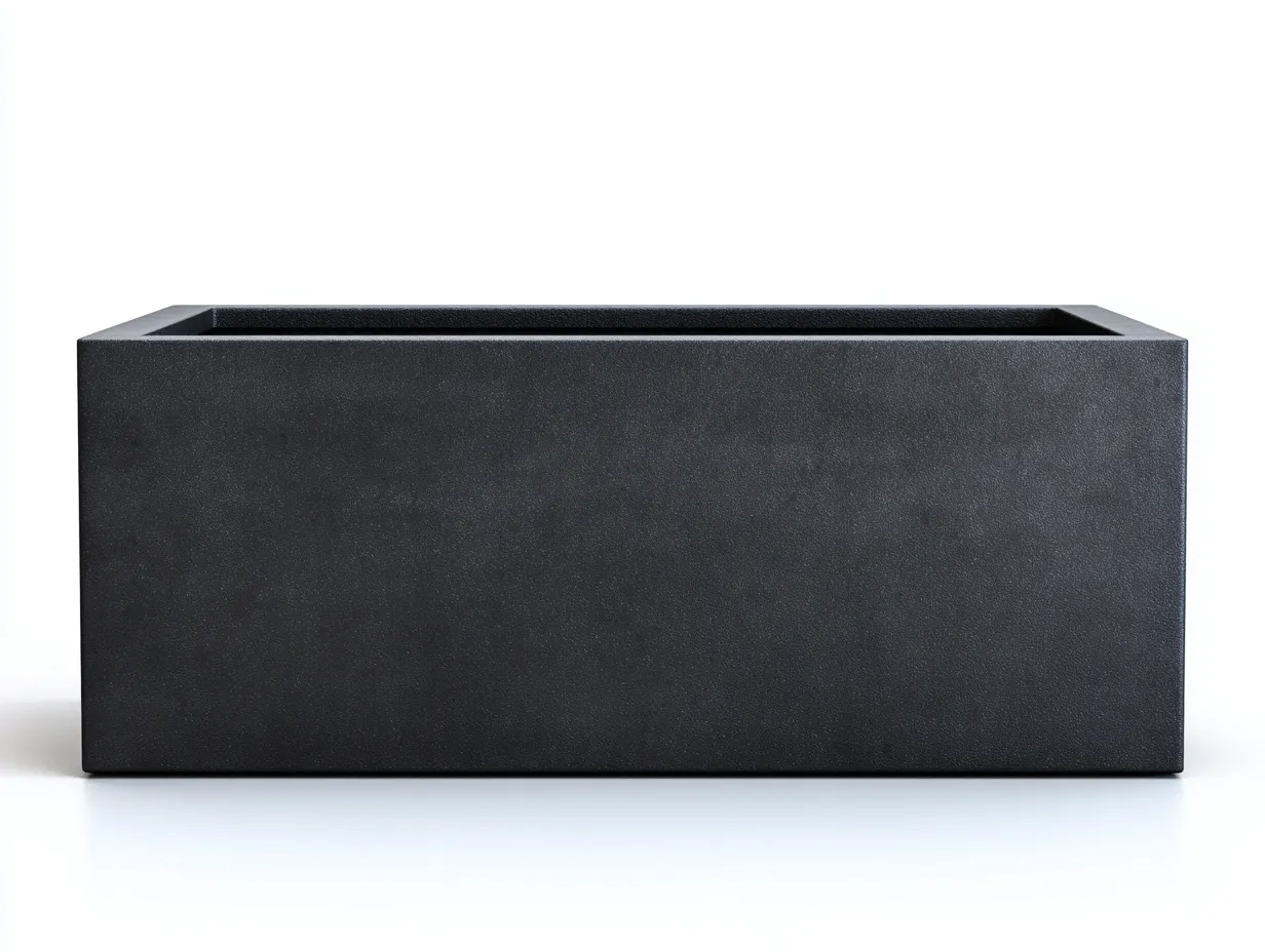 Pot à fleurs en métal 70×24×24 cm - noir - terrasse design épuré-Losaspace